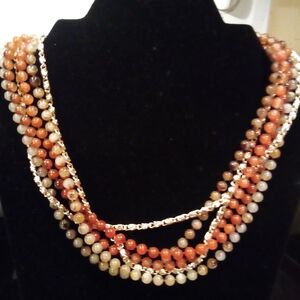 Multicolor Coral Agate Beaded Necklace